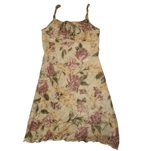 Suzy Shier Dresses & Skirts - Vintage Floral Sage Green and Mauve Purple Mini Dress Sleeveless Suzy Shier